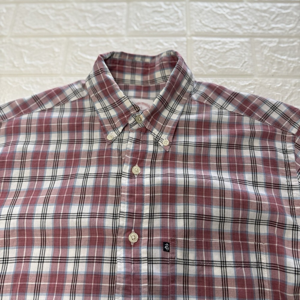 Brooks Brothers 346 Mens Red Plaid Short Sleeve Button Down Shirt Size Small